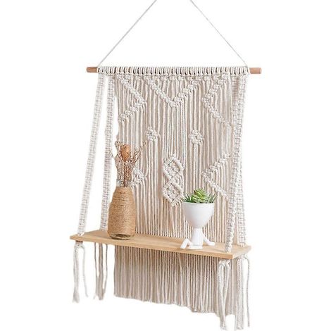 Étagère murale en corde tressée à la main, style bohème, macramé, décoration intérieure