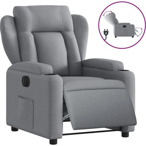 Fauteuil inclinable électrique en tissu gris clair (1/5)