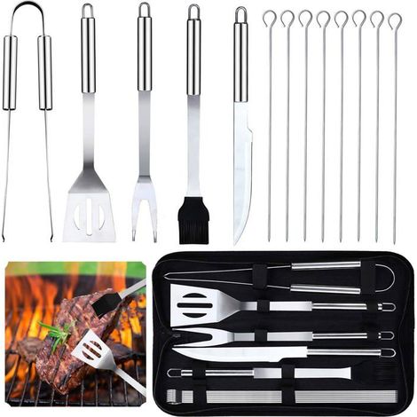 HOXILEELEO - Outil de Barbecue - Outils de Barbecue en Acier Inoxydable Barbecue Accessoire Kit Barbecue Portable avec étui de Transport (1/5)