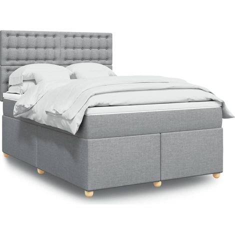 Boxspringbett mit Matratze Hellgrau 140x190 cm Stoff