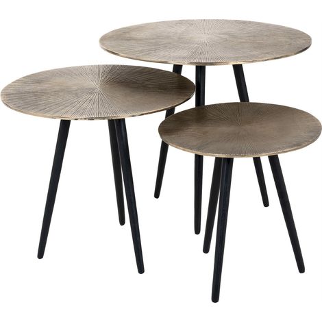 Tables gigognes lot de 3 Vittorio - Or champagne sur piètement noir
