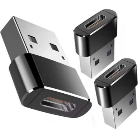 3er-Pack USB-C-auf-USB-Adapter, Typ-C-Buchse auf USB-A-Stecker 2.0-Konverter, Schnellladefunktion, kompatibel mit allen Smartphones, PCs, Tablets...