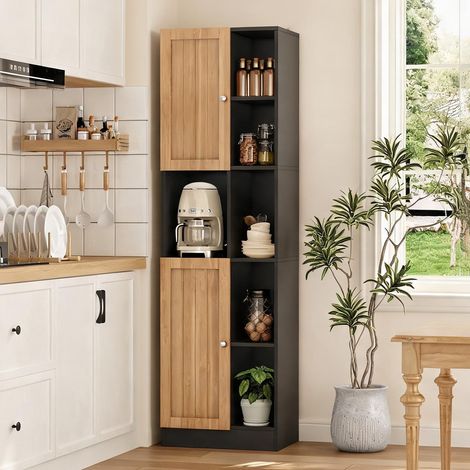 Buffet coloris noir Natural en MDF 50 x 35,5 x 170 cm (1/5)