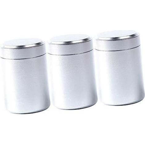 CSPARKV 4.5x6.5cm 3 Pièces T Outil Boîte à Thé En Vrac Pot Hermétique Outils De Bol De Bonbons Pot De Rangement De Cuisine Stockage Extérieur Peut Accessoires Métal (1/2)