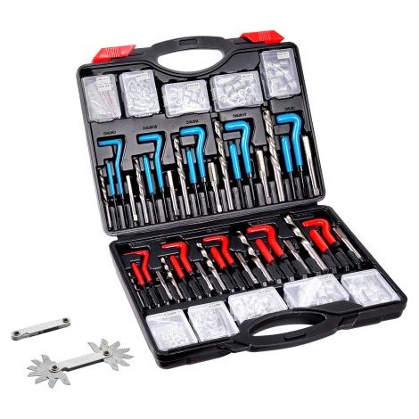 Gewindereparatur Gewindereparatursatz Gewinde Reparatur Set 338-teilig, SAE- und metrisches Helicoil-Set Gewindereparaturwerkzeuge M5 M6 M8 M10 M12 1/4 5/16 3/8 7/16 1/2 Zoll HSS-Bohrer (1/5)