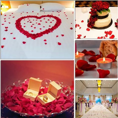 2000 pétales de rose artificiels rouges, forme et couleur naturelles, motif 3D, pour une décoration harmonieuse. (1/5)