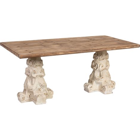 Mesa de centro de madera y magnesio marrón y blanco 180x95x78h cm (1/5)