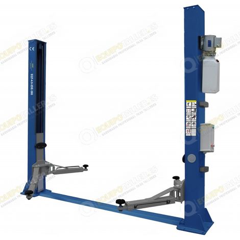 EQT – Pont élévateur 2 colonnes 4 tonnes 380V – Électro-hydraulique – Hauteur de levage 1930 mm – Largeur totale 3365 mm – Puissance 2.2 kW