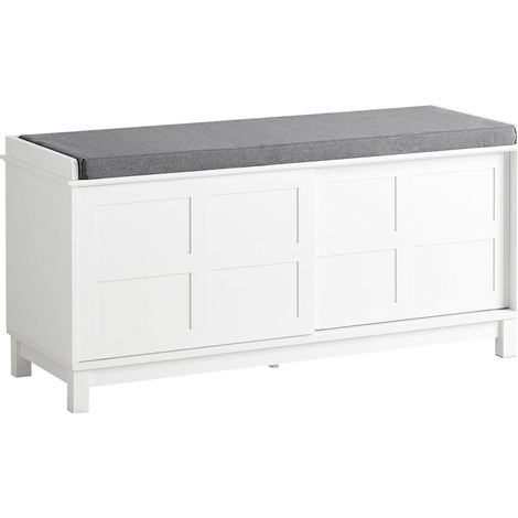 SoBuy Scarpiera con Ante Scorrevoli Scarpiera Panca Portascarpe Panca ingresso Portascarpe con Cuscino 114x40x53 FSR86-W