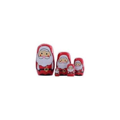 FENOPLASTICAPoupées de Noël en bois Matriochka, cadeau pour enfants, décoration de chambre, articles de fête, Père Noël (1/5)