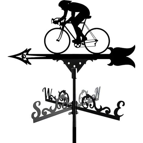Vintage Wetterfahne aus Metall in Fahrrad- und Mondform, Gartendekoration für Außen (1/5)