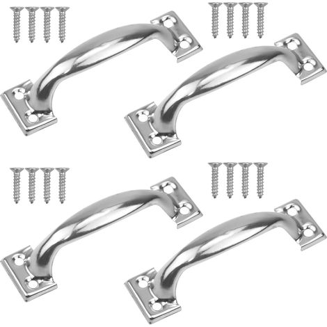 Poignée de porte, lot de 4, 5 pouces, 122 mm, style campagnard avec vis, convient pour armoire, penderie, poignée de porte, tiroir (argent) (1/5)