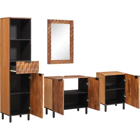 Badezimmer Sets 4 pcs Akazie Braun Winish Massivholz Mango