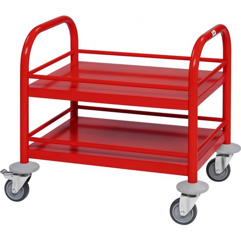 Kongamek Mini-Servierwagen 530x375x550mm 2 Etagen pulverbeschichtet in Rot mit Bremse