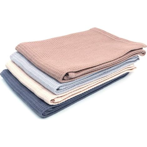 Lot de 4 essuie-Mains en Coton Naturel, 18 x 25,5 Pouces Serviettes Souples absorbantes pour Les Mains la Salle de Sport, Le Yoga, Le thé, Le torchon, la Table à Manger - Coler Mixte (1/5)