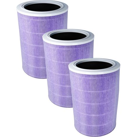 vhbw 3x HEPA Filter kompatibel mit Xiaomi Mi Air Purifier 2C Luftreiniger - Ersatz-Filter mit integriertem Aktivkohle-Filter, antibakteriell