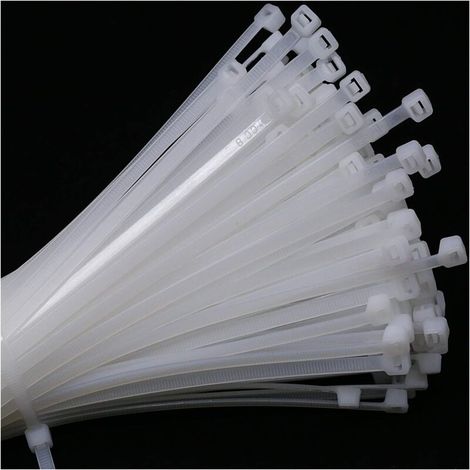 250 Pièces Collier de Serrage 300 mm x 4,8 mm,Serre-Câble Attache Câble Blanc,Qualité Supérieure Colliers de Serrage Plastique(Blanc) (1/5)