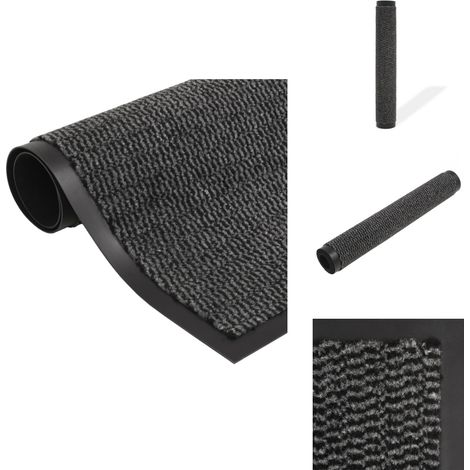 Paillasson rectangulaire 60 x 90 cm Anthracite - Tapis D'entrée - Paillasson Intérieur - Antidérapant - Entrée Maison - Nettoyage Sols (1/4)