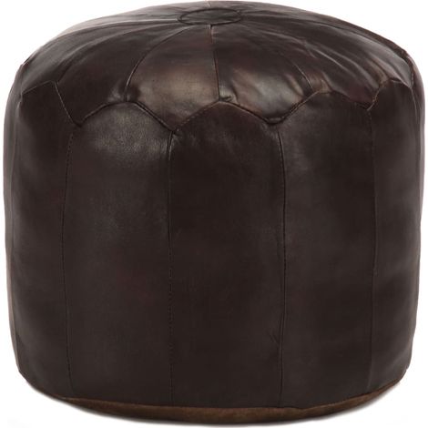 Pouf Dunkelbraun 40 x 35 cm Echtes Ziegenleder