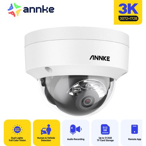 ANNKE PoE Cámara de seguridad exteriores 3K visión nocturna a color, detección movimiento,IP67 (1/5)