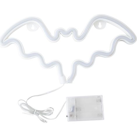 Enseigne lumineuse néon LED motif chauve-souris, alimentée par 3 piles AA, mode lumière constante. Décoration murale idéale pour Noël, Thanksgiving, anniversaire, mariage, chambre d'enfant ou bar. (1/5)