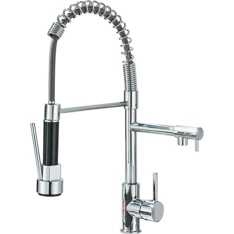 Robinet Cuisine - 1 Unité - Laiton Chromé - Pivotant 360° Double Jet - Évier Moderne - Design Compact (1/5)