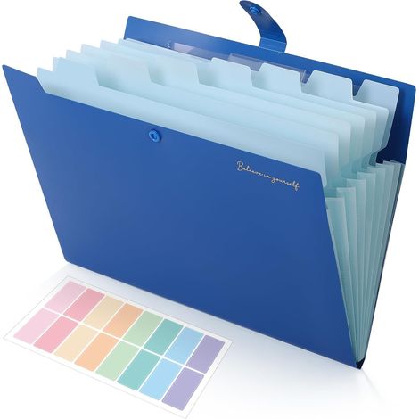 Trieur Document, Trieur 8 Compartiments A4, Dossier Rangement Documents Avec L'étiquettes, Rangement Papier/Pochette Document Pour Bureau, Maison, École(Bleu foncé) (1/5)