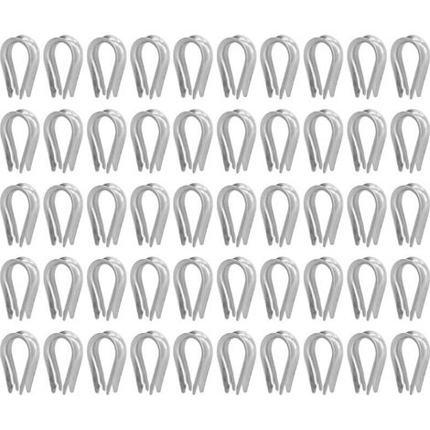 - 50 Pièces Câble Métallique Cosse Câble Métallique Clips Outils de Gréement de Câble en Acier Inoxydable pour la Construction Navale(M4 (4 mm)) (1/5)