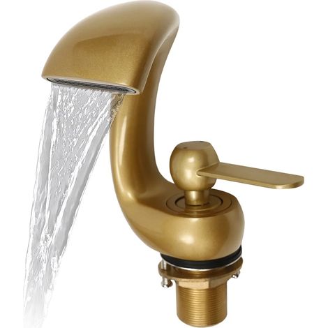 Einhebelmischer-Wasserfall-Badezimmerarmatur, Gold