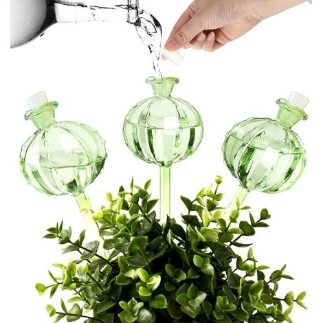 Lot De 3 Boule Arrosage en Verre,Boule Arrosage Plante Interieur,Globe D'Arrosage pour Plantes,Distributeur Eau Plantes Et Fleurs pour Arroser Vos Plantes en Vacances (1/5)