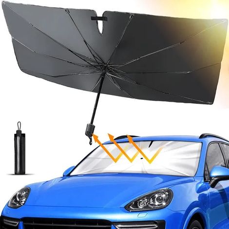 Parapluie pare-soleil voiture 140×90 cm, pare-soleil pliable pour pare-brise, protection anti-UV et isolation thermique, écran solaire universel (1/5)
