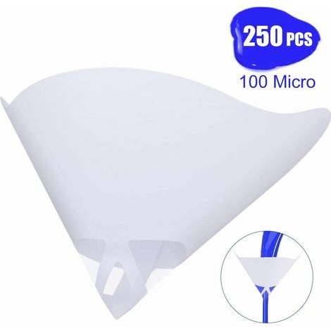 Lot de 250 filtres à peinture jetables, filtres à peinture automatique avec papier conique en nylon 100 microns pour automobile, pistolets, arts et artisanats, etc (1/5)