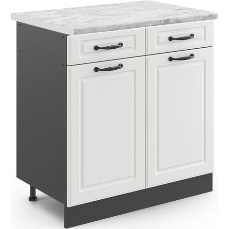 Meuble cuisine R-Line, Blanc campagne, 80 cm , PT Marbre, Vicco