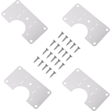 4ensembles Plaques De Fixation De Charnière Armoire Acier Inoxydable Kit Installation Réparation Pour Charnières De Portes Fixe Pour Placard (1/5)