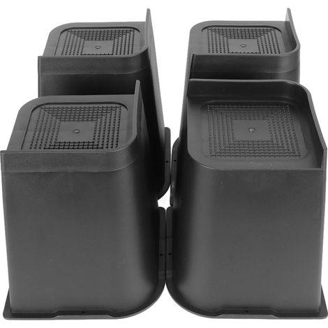 Lot de 4 rehausseurs de lit et de chaise trapézoïdaux noirs de 20 cm (8 pouces) pour meubles, robustes et résistants. Support supplémentaire pour les pieds. (1/5)