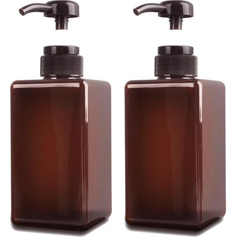 450-ml-Seifenspender, 2er-Pack leere Kunststoff-Pumpflaschen für Küche und Bad – Braun (1/5)