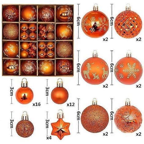 Boule de Noël décorative de 6 cm, ornement pour sapin de Noël, pendentif à suspendre, décoration de Noël et de Nouvel An, bronze (1/5)