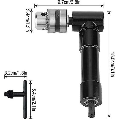 Mandrino per trapano ad angolo retto, mandrino autoserrante ad angolo retto a 90°, albero elettrico da 1-10 mm, utensile di prolunga per trapano, per lavorare in angoli stretti (1/5)