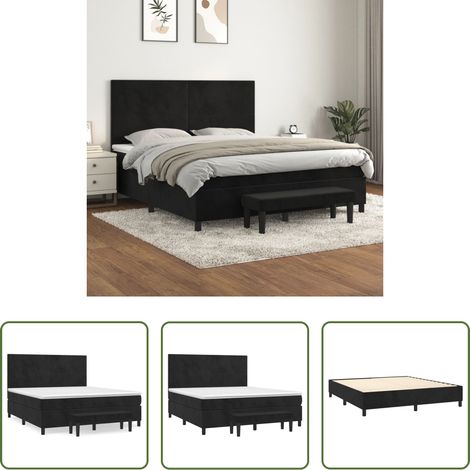 vidaXL Matelas à ressorts ensachés -  Sommier à lattes de lit et matelas Noir 160x200 cm Velours (1/5)