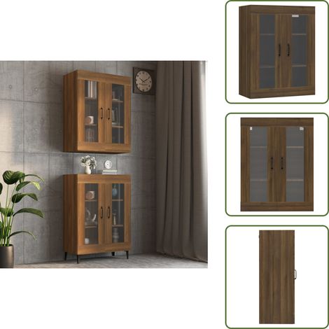 Hängeschrank Braun Eichen-Optik 69,5x34x90 cm - Wandschrank - Hängeschrank - Küchenorganisation - Stauraum - Wohnzimmer Dekoration (1/5)