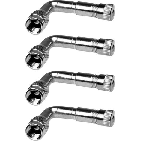 Adaptateur d'extension de valve de pneu professionnel 4 pièces, tige d'extension de valve de pneu à 90 degrés, rallonge de coude de valve de pneu pour voiture camion moto vélo (argent) (1/4)
