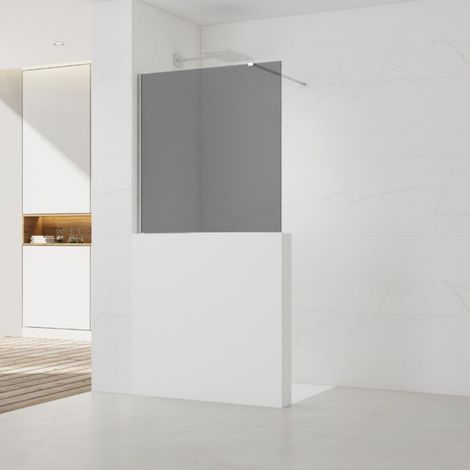 Swiss Aqua Technologies Mampara de pared 100x100cm Crystal Glass® 8 mm antical, con brazos y perfiles cromados brillantes (SATBWIS100KSPR)
