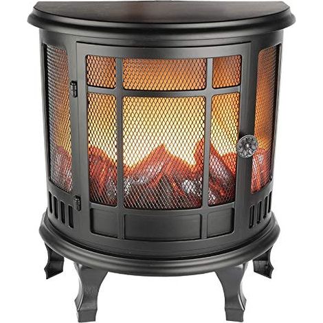 Ideen mit Herz Cheminée LED Nostalgie,Cheminée décorative,électrique,fonctionne sur piles,sans chauffage,Effet flamme/flamme réaliste,avec fonction minuterie (6 heures allumé,18 heures OFF) (1/5)