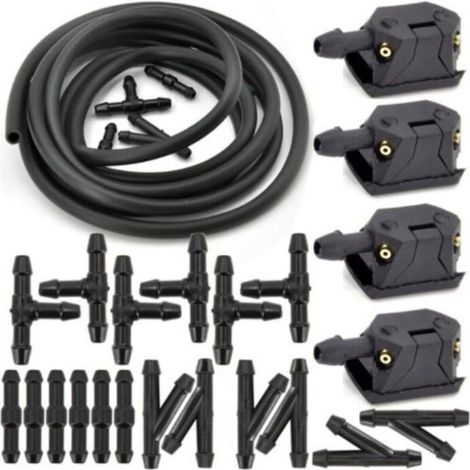 35 PCS avant essuye-glace bras lave-buse Jets tuyau de tuyau de tube de vanne de 4 voies 2m (1/4)