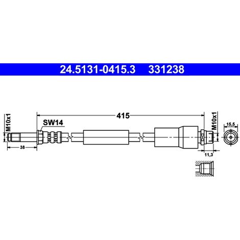 Flexible de frein ATE 24.5131-0415.3 MERCEDES-BENZ 2E0 611 707 B 906 428 03 35