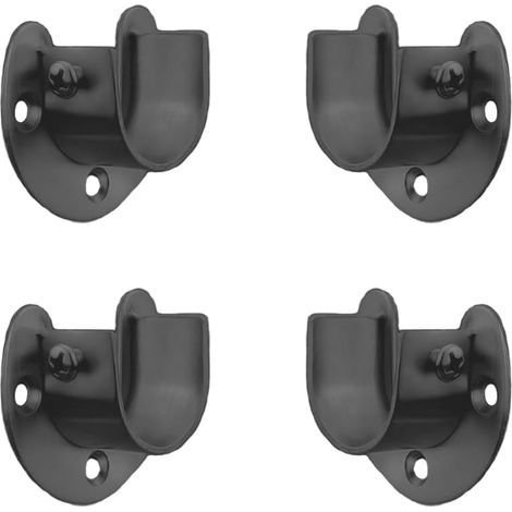 Schwarze Edition, 4er-Set U-förmige Kleiderstangenhalterungen aus Edelstahl für 32-mm-Duschvorhangstangen (1/4)