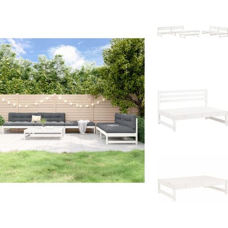 Salon de jardin 6 pcs Blanc Bois de pin massif - Salon De Jardin - Mobilier De Jardin - Ensemble Salon De Jardin - Meubles De Jardin - Bois De Pin (1/5)
