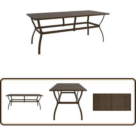 Table de jardin Marron 190x80x72 cm Acier - Table De Jardin - Table Extérieure - Mobilier De Jardin - Table En Métal - Table Industrielle