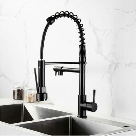 Pull-Out Kitchen Faucet 2 Jets Kitchen Mixer Tap with 2 Spray Modes Cold and Hot Available - Black (1/5)