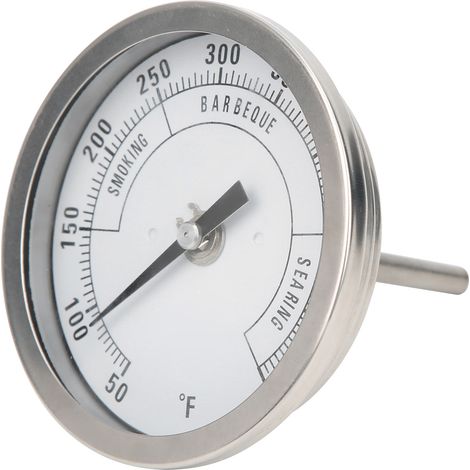 3in Adjustable NPT 1/2in Stainless Steel Pointer Thermometer for Barbecue Grill Oven 50-550℉ (1/5)